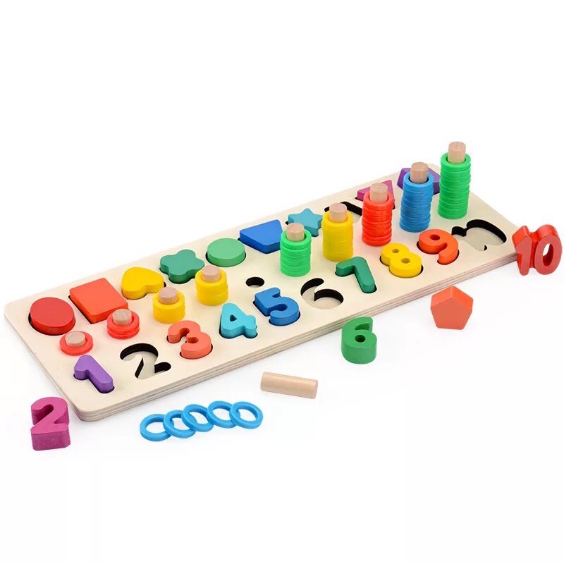 Jual Mainan Edukasi Wooden Numbering Three in One Digital Shape Pairing ...