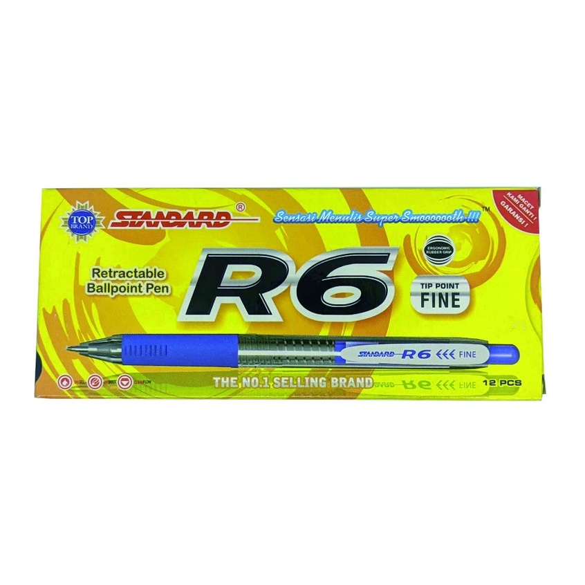 Jual Standard Pen - R6 Isi 12 pcs ( Pulpen, Pena, Ballpoint ) | Shopee ...