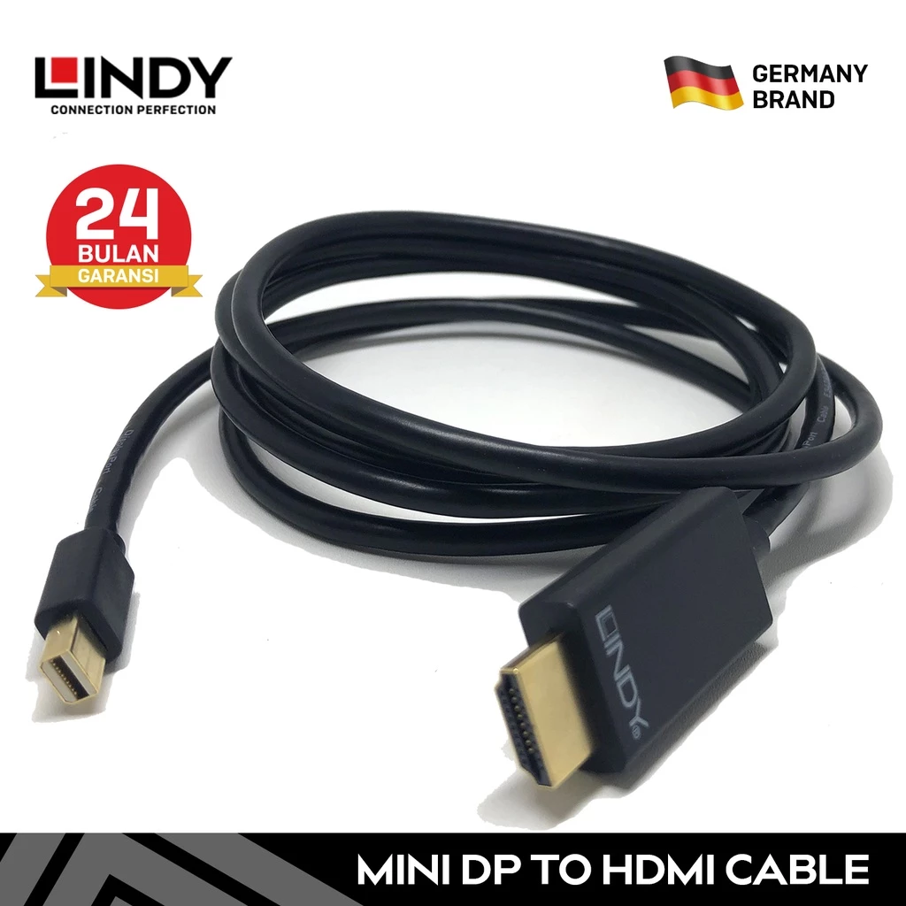 LINDY 41722 2M Mini DisplayPort to HDMI 4K30 Adapter Cable
