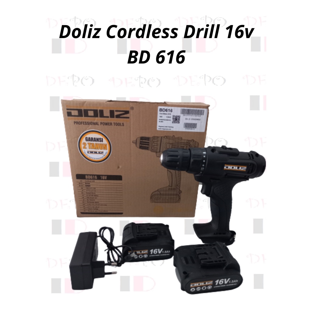 Jual Cordless Drill Doliz BD 616 16 Volt Mesin Bor Baterai Cas