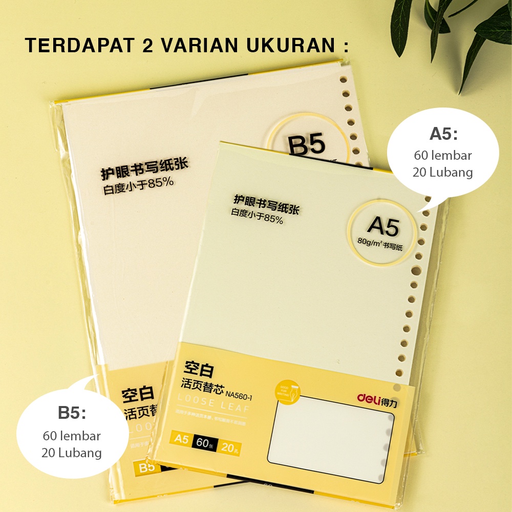 Jual Deli Loose Lead Isi Binder B5 60 Lembar 80 Gsm Paper Nb560 1