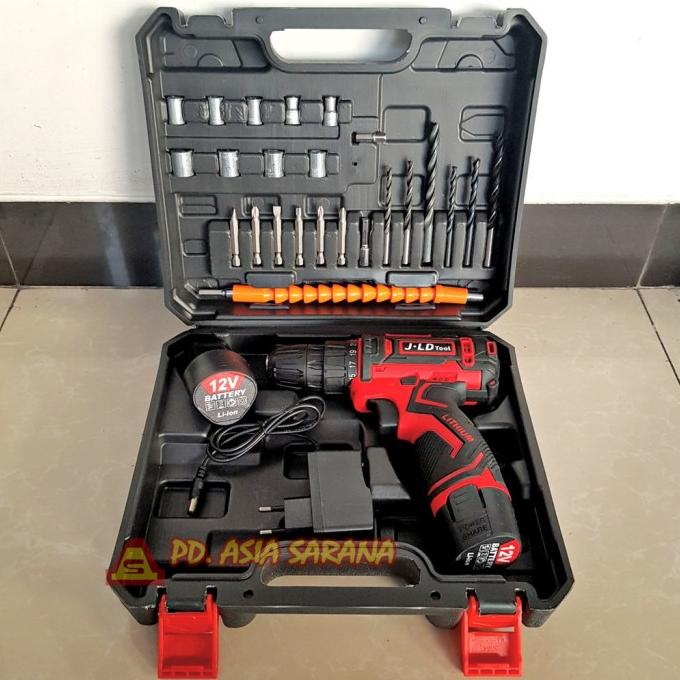 Jual BATTERY CORDLESS DRILL 29PCS SET 12VOLT JLD / MESIN BOR OBENG ...