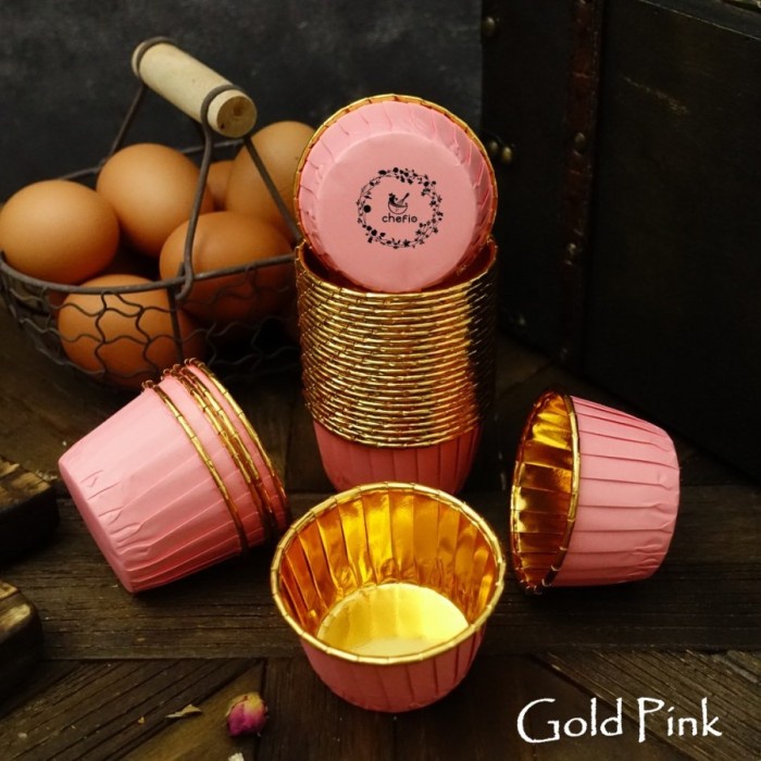 Jual Chefio Kertas Cupcake / Muffin Paper Cup Case Gold Aluminium Foil ...