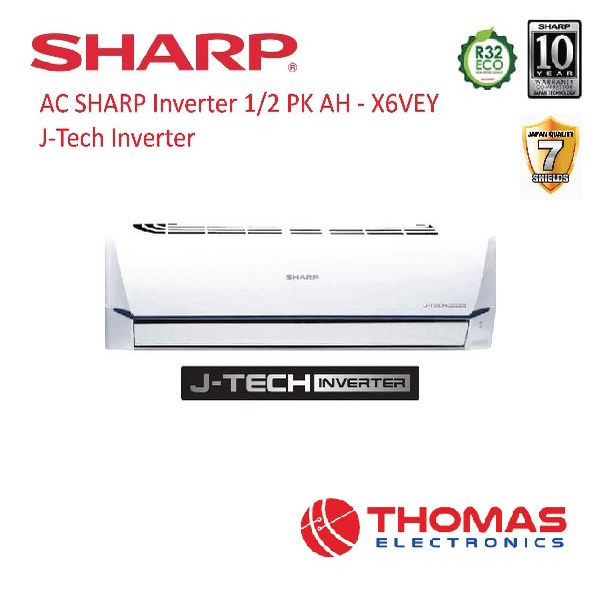 Jual AC SHARP Inverter 1/2 PK AH - X6VEY J-Tech Inverter R32 0.5 PK ...