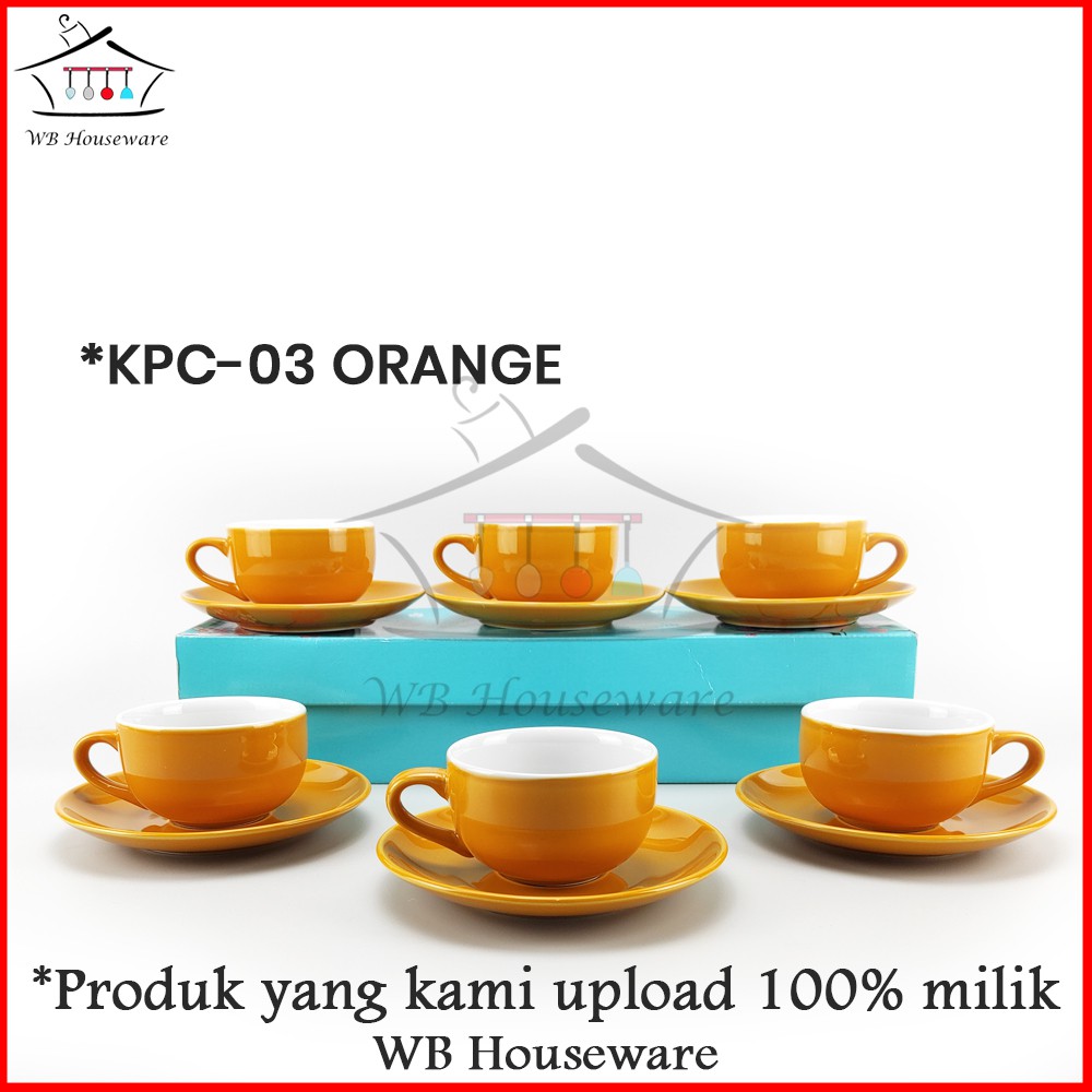 Jual Cangkir Tatak Warna Putih 6 Pasang Cangkir Gelas Kopi Tea Set Coffee Set Two Tone 5158