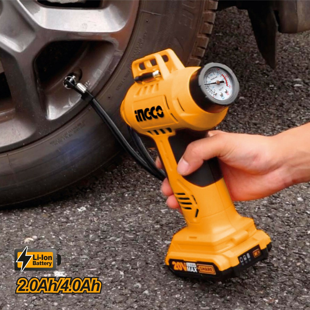 Jual Kompresor Mini / Pompa Angin Cordless INGCO CACLI2001 KOMPLIT ...