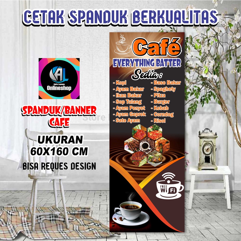 Jual Banner Berdiri Spanduk Cafe Shopee Indonesia