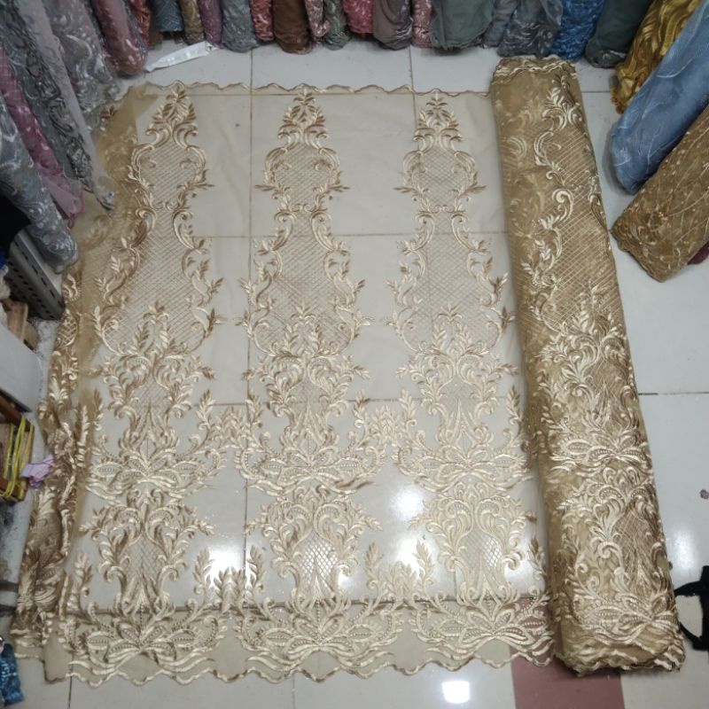 Jual Bahan Kain Tille Elisab/brukat Tille/mewah | Shopee Indonesia