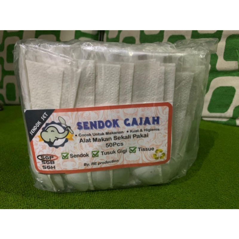 Jual Paket Sendok Garpu Plastik Set Catering 50 Set Tissue Tusuk