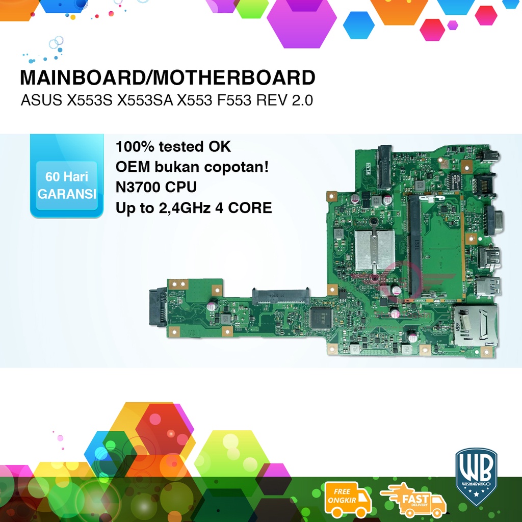 Jual Mainboard/Motherboard ASUS X553SA X553 X553S F553 OEM N3700 CPU ...