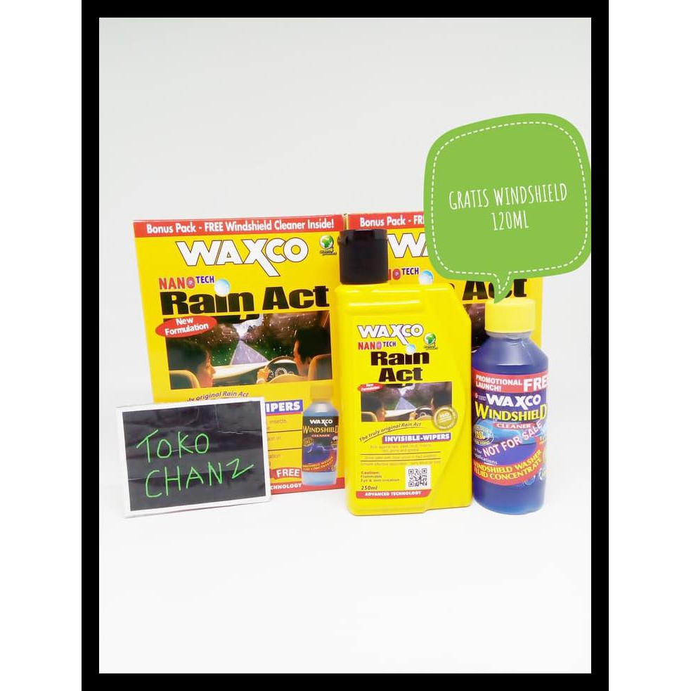 Ready Stock Waxco Rain Act (250ml) + Windshield Cleaner (120ml)