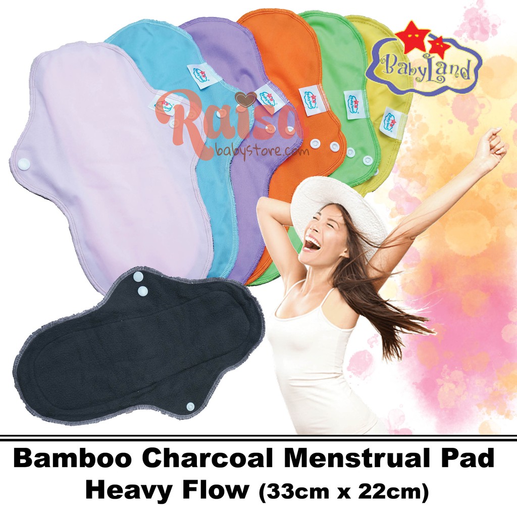 Jual Babyland Bambooo Charcoal Menstrual Pad Night Heavy Flow Menspad