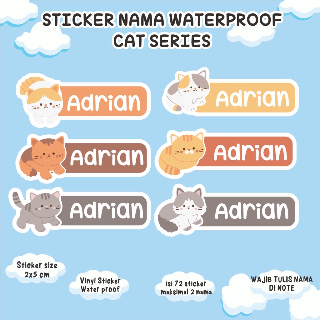 Jual STICKER NAMA TEMA KUCING WATERPROOF | Shopee Indonesia