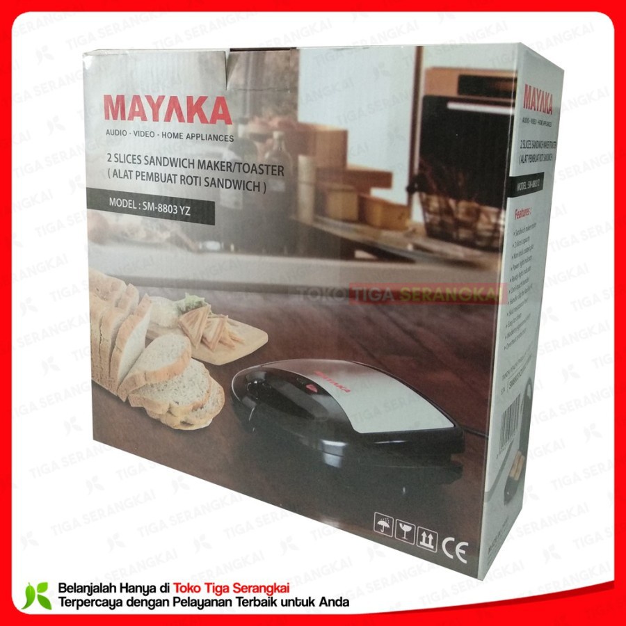 Jual Mayaka Pemanggang Roti Jepit Sandwich Bread Toaster Maker SM-8803 ...