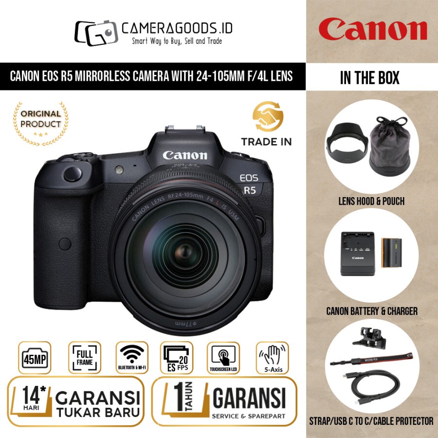 Jual Canon EOS R5 Mirrorless Digital Camera With 24-105mm F4L Lens ...