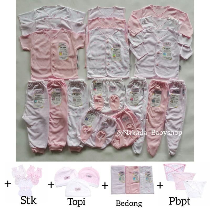 Jual FLUFFY PAKET KOMPLIT PERLENGKAPAN BAYI NEWBORN PINK (TOPI BEDONG ...