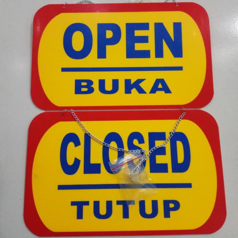 Jual Akrilik Plat Papan Open Close Buka Tutup Dengan Rantai/Plat Rambu ...