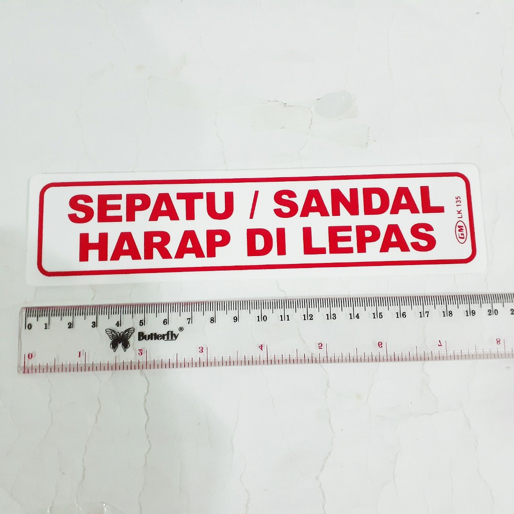 Jual Kecil Sticker Akrilik Sepatu Sandal Harap Dilepas Alas Kaki