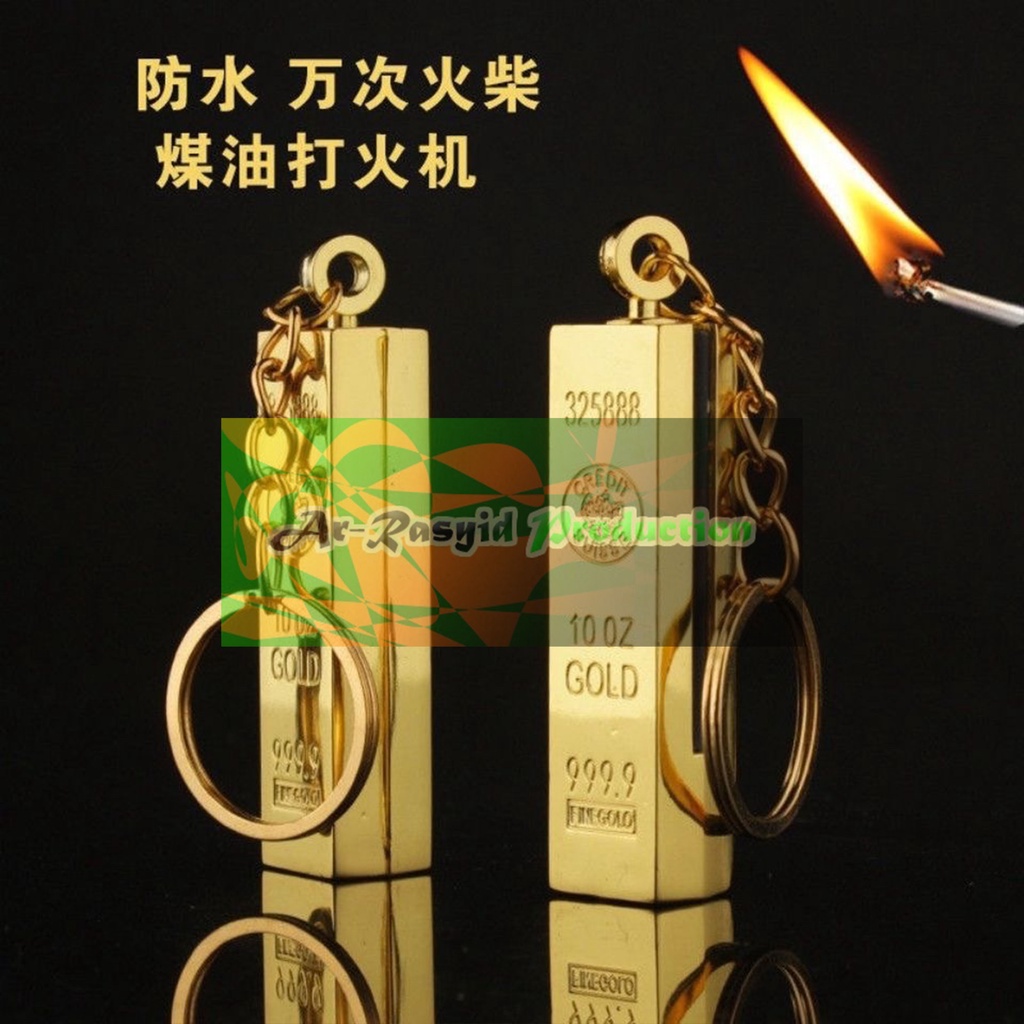 Jual Korek Api Minyak Gantungan Kunci Retro Gesek Model Gold Emas ...