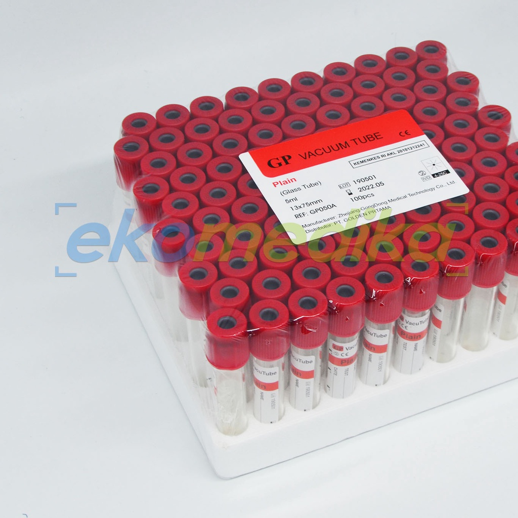 Jual Vacutainer Tabung Plain 5ml GP | Tabung Plain 5 ml Kaca Glass ...