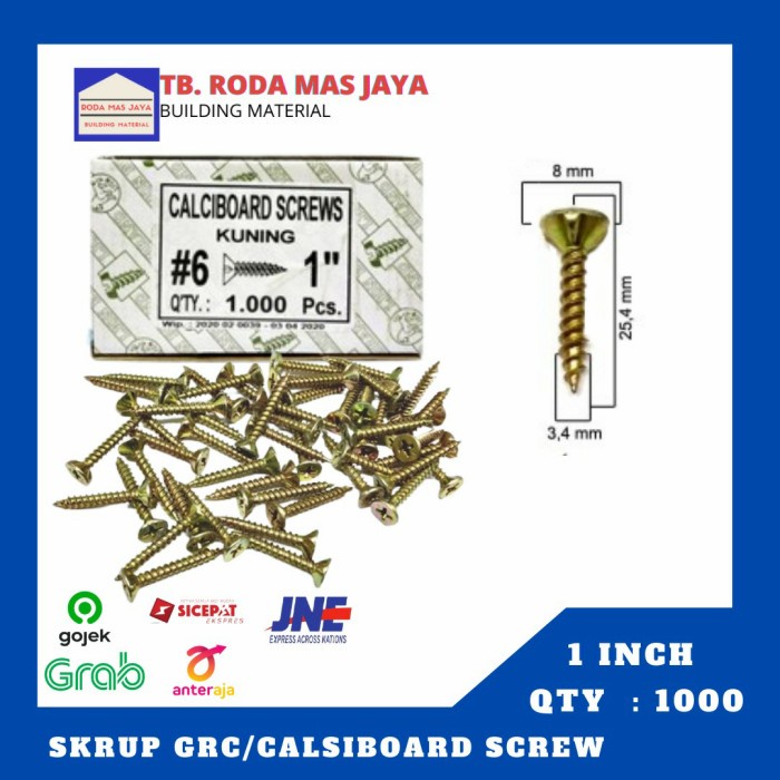 Jual Sekrup / Skrup / Scrup Kuning Grc / Calsiboard Screw 1