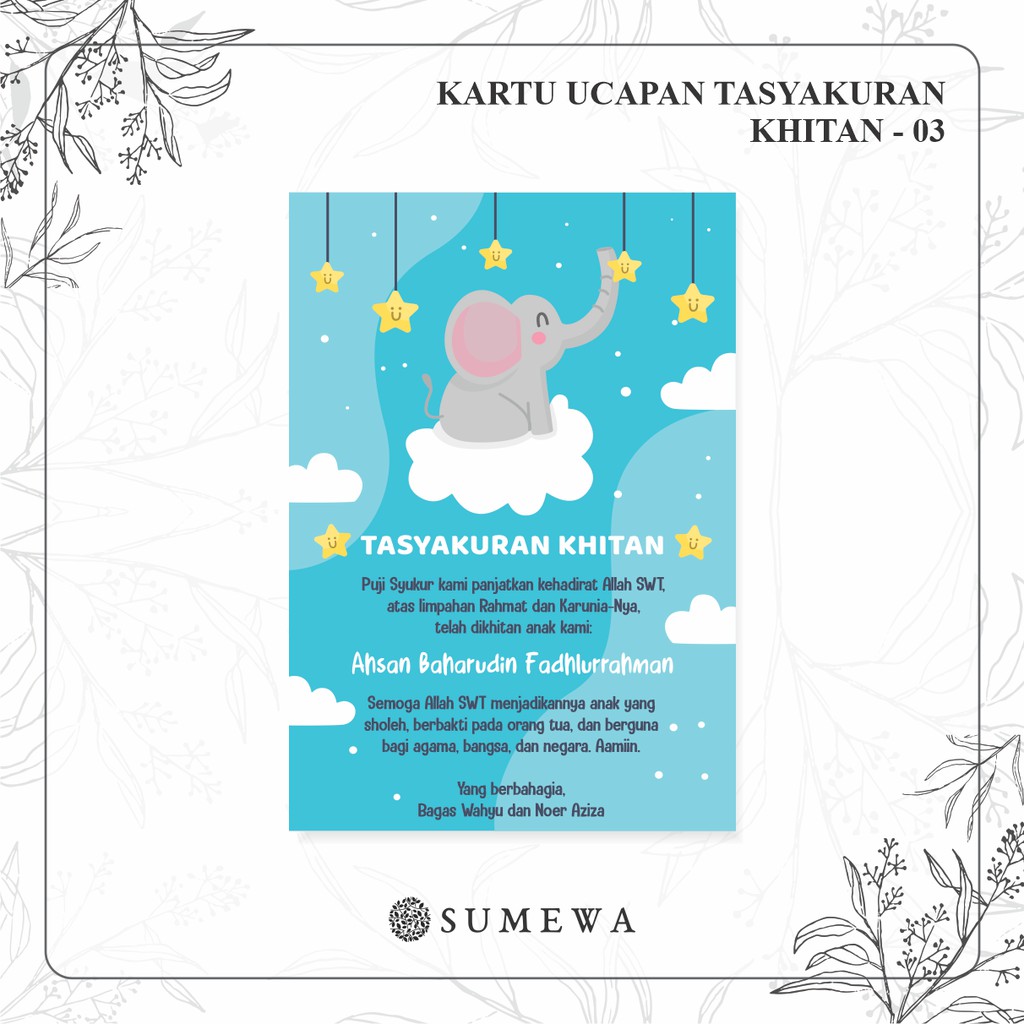 Jual Kartu Ucapan Tasyakuran Khitanan / Kartu Syukuran Khitan / Kartu