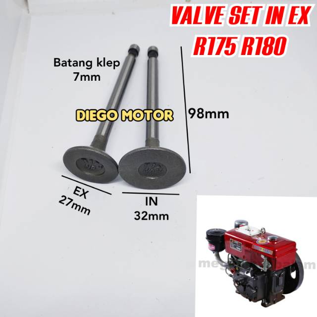 Jual Valve in ex set klep mesin diesel Dongfeng tipe R175 R180 | Shopee ...