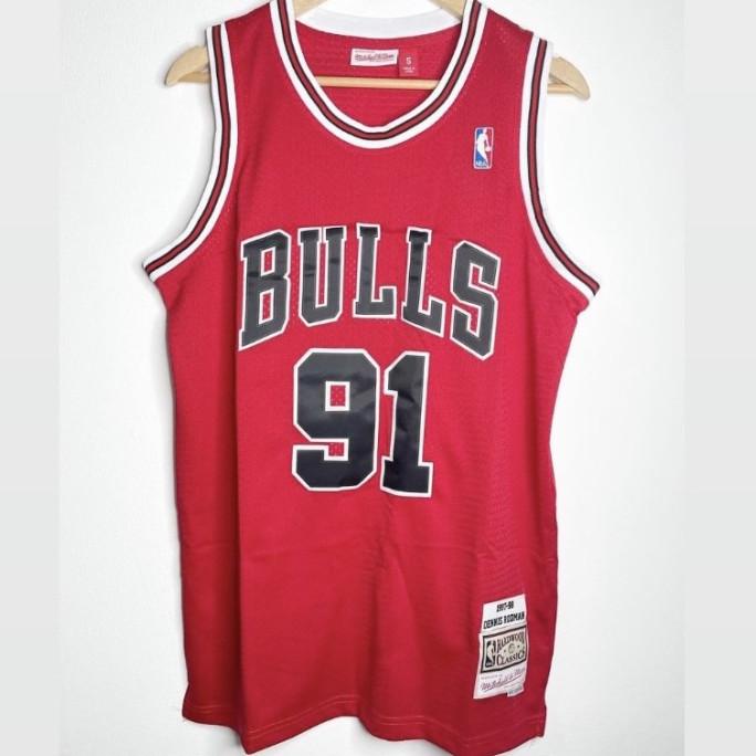 Jual ORIGINAL!! JERSEY BASKET NBA CHICAGO BULLS 91 RODMAN CLASSIC HWC