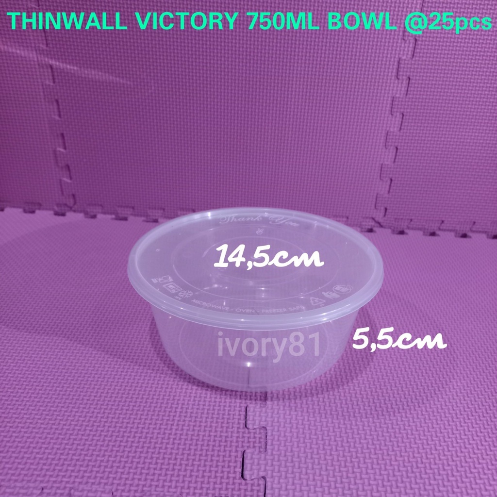 Jual Thinwall Food Container 750ml Bulat Bowl Victory Kotak Makan