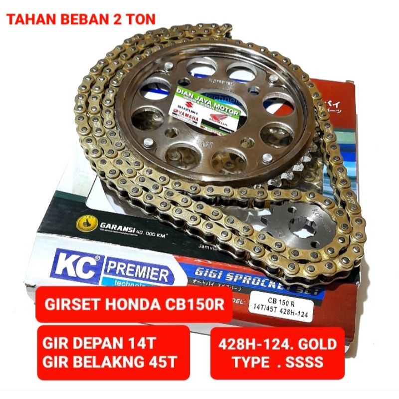 Jual GEARSET GIRSET HONDA CB150 R 14T/45T 428H-124 RANTAI GOLD KC ...