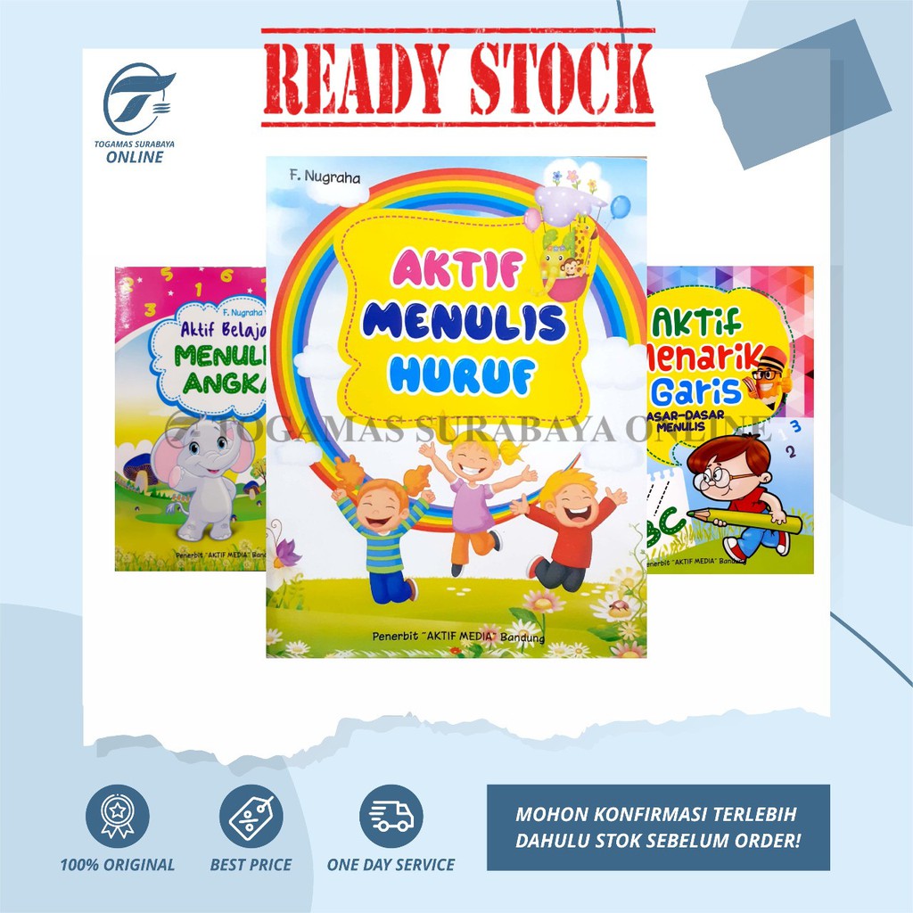 Jual BUKU ANAK TK & PAUD ; AKTIF BELAJAR MENULIS ANGKA/MENARIK GARIS ...