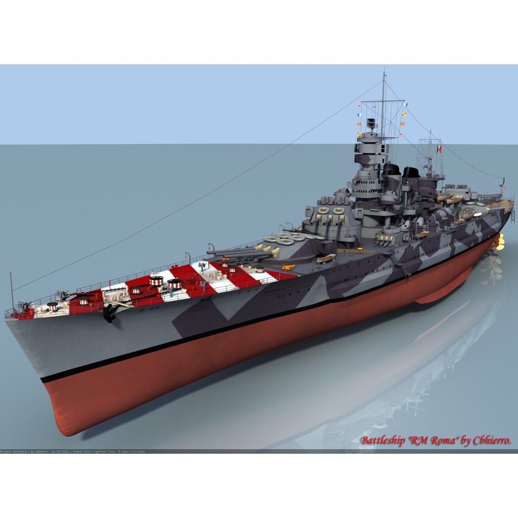 Jual DIY Papercraft Kertas Pola Kapal Perang Battleship RN Roma 120cm ...