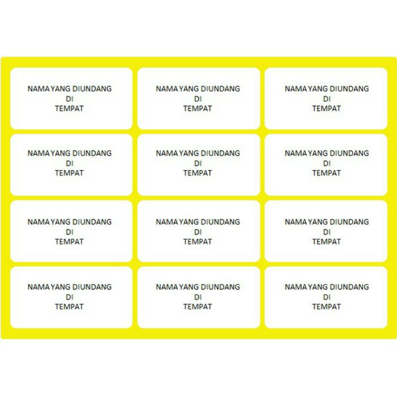 Jual CETAK NAMA TAMU UNDANGAN DI LABLE 103 || HARGA 1PCS CETAK NAMA