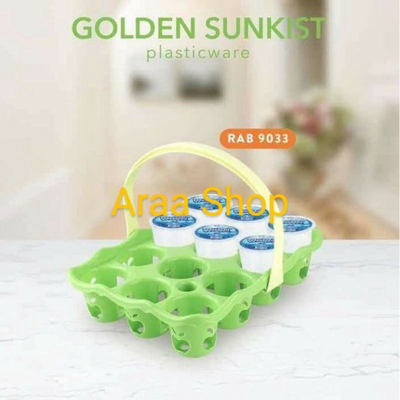 Jual Golden Sunkist Tempat Rak Aqua Gelas Bulat Plastik Lubang 12 Hijau Rab 9033 Shopee Indonesia 0650