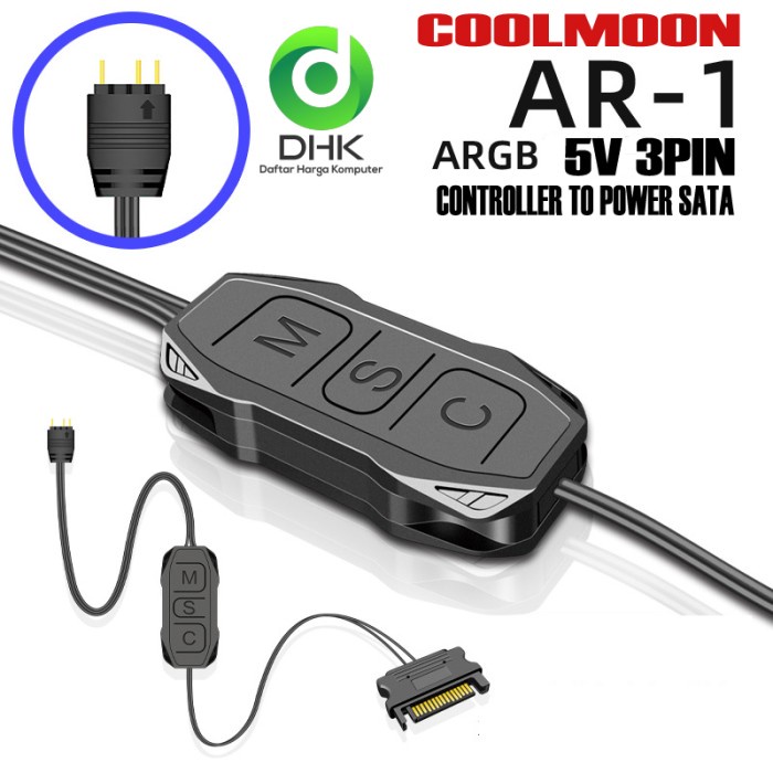 Jual Sale!!! Coolmoon Argb Controller 5V 3 Pin Power Sata Mini Rgb ...