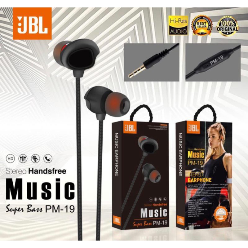 Jual Headset Handsfree Stereo J Seri PM19 Music Super Bass Shopee