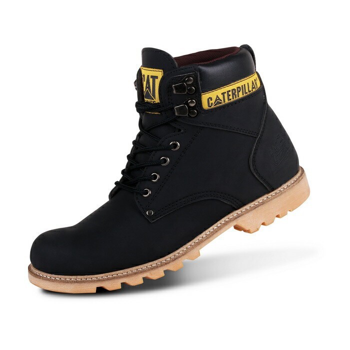 COD Sepatu Caterpillar Holton Sepatu Safety Boots Ujung Besi Fashion Pria Bikers Turing Outdoor