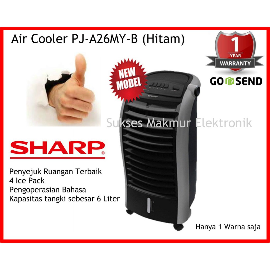 Jual Sharp Air Cooler PJ-A26MY-B - Hitam, 65 Watt, Kapasitas Tangki Air ...