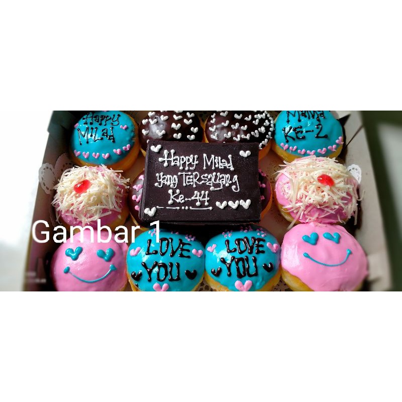 Jual Donat Ulang tahun Karakter bisa Request gambar & tulisan/Harga