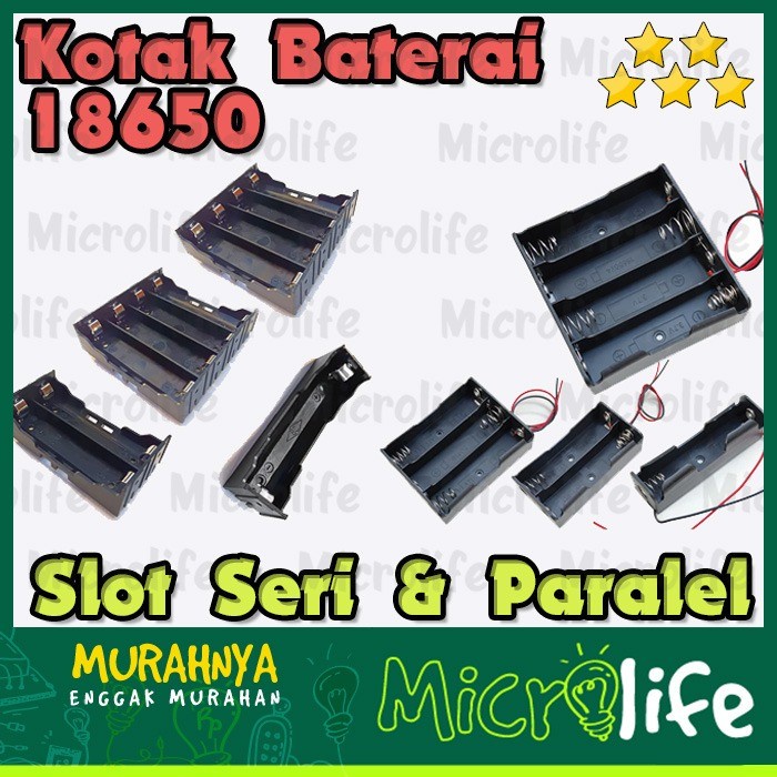 Jual Kotak Baterai 18650 1 4 Slot Seri Dan Paralel 1x 2x 3x 4x Shopee