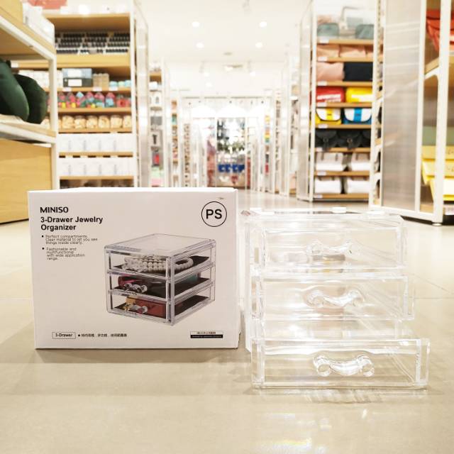 Jual MINISO 3 Drawer Jewelry Organizer / Akrilik Drawer TANPA BOX ...