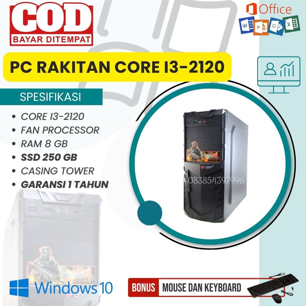 Jual PC RAKITAN CORE I3 2120 RAM 8GB SSD 250GB MOTHERBOARD ASUS