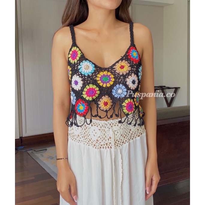 Jual Crop top Rajut Bali summer wear | Crochet Bali rompi rajut ...