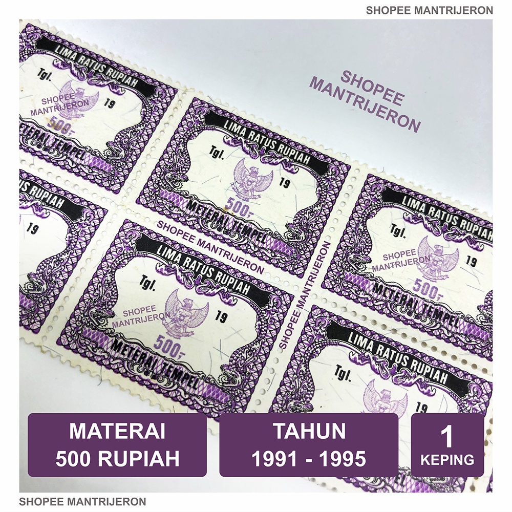 Jual Materai 500 Tahun 1991-1995 Meterai Tempel Lima Ratus Rupiah Lama ...