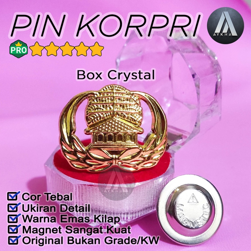 Jual Lencana Pin KORPRI Peniti Magnet + Box Cepuk Kristal Bling Bling ...