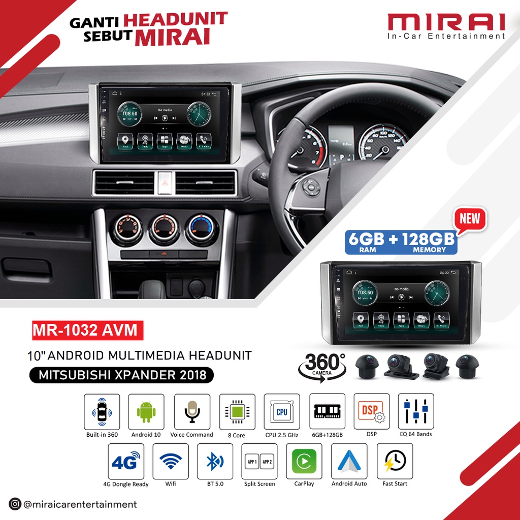 Jual Head Unit Android Xpander 2018-2021 Mirai 1032 AVM Kamera 360 6 ...