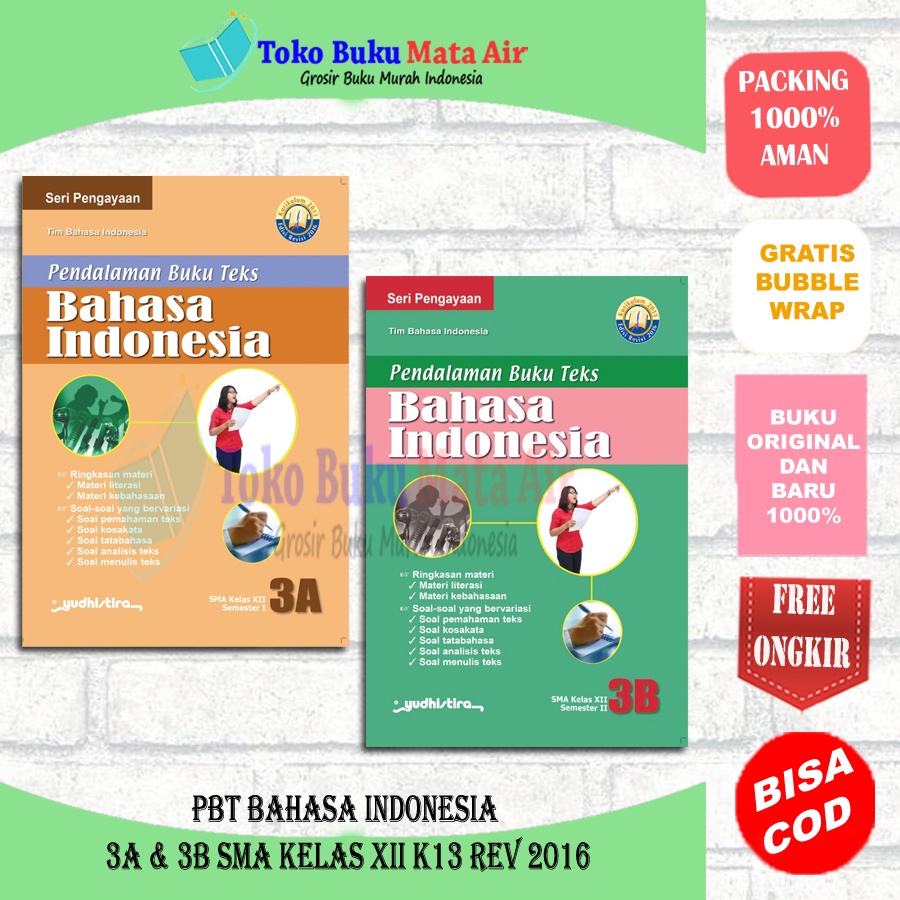 Jual BEST SELLER ORIGINAL PBT BAHASA INDONESIA 3A & 3B SMA Kelas XII ...