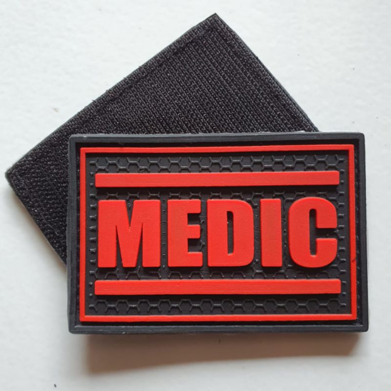 Jual Patch Rubber Logo Tulisan Medic Dasar Hitam / Tempelan Emblem ...