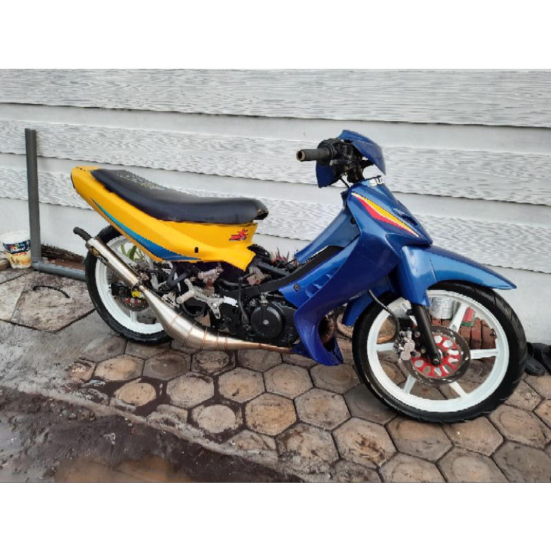 Jual Suzuki Satria RU 120 Lumba 2003 2 tak asli biru kuning | Shopee ...