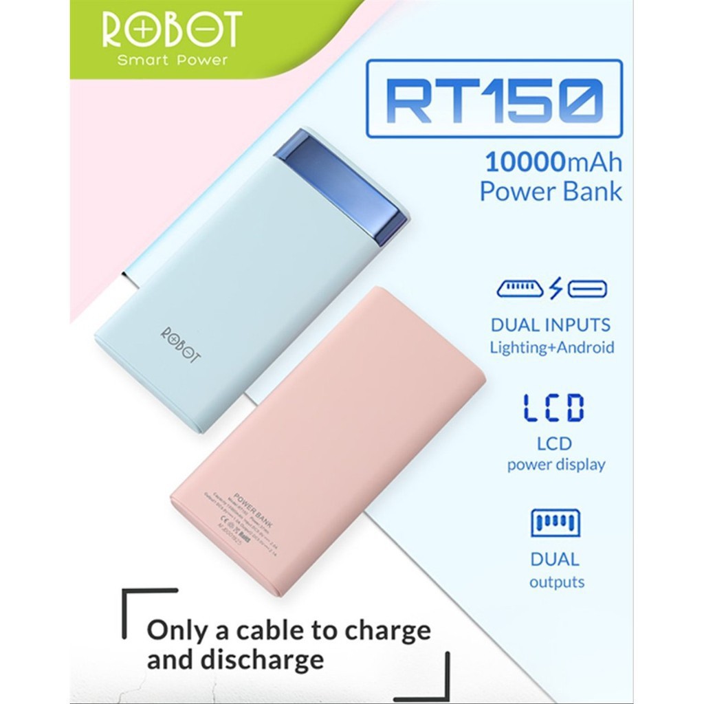 Jual Powerbank Robot RT150 LCD 10000mah POWER KING | Shopee Indonesia